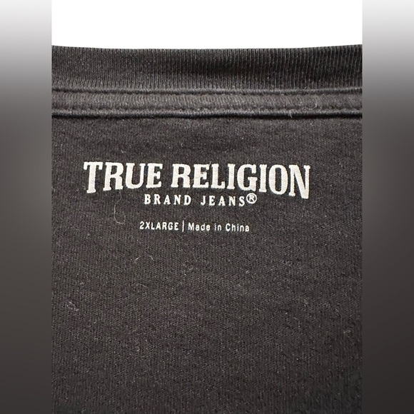 True Religion Men’s Horseshoe Logo T-shirt Men’s Size XXL Black White - Picture 5 of 10